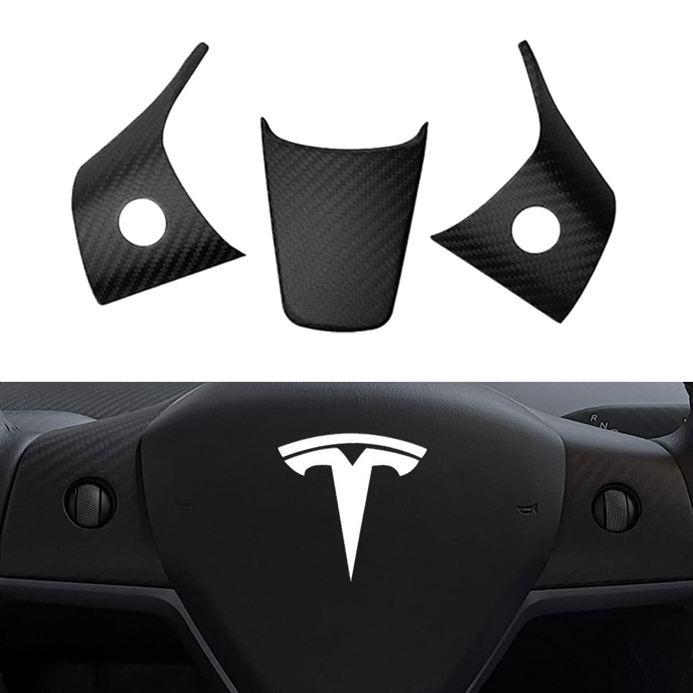Cloudmall Tesla Model 3/Y REAL Carbon Fiber Steering Wheel Trim