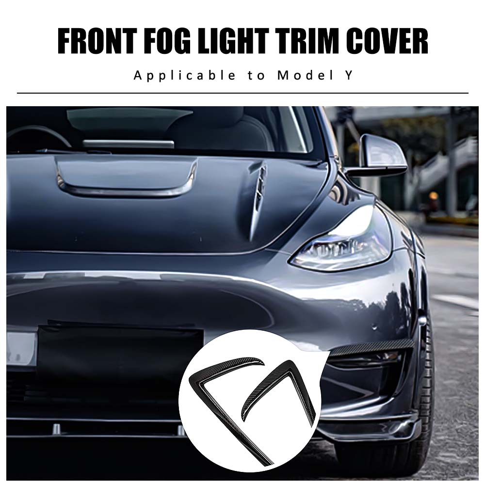 Cloudmall Tesla Model Y REAL Carbon Fiber Front Fog Light Trim Cover