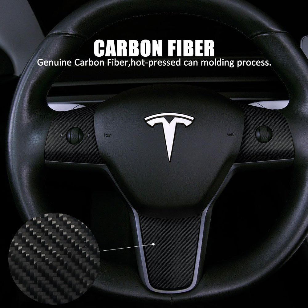 Cloudmall Tesla Model 3/Y REAL Carbon Fiber Steering Wheel Trim