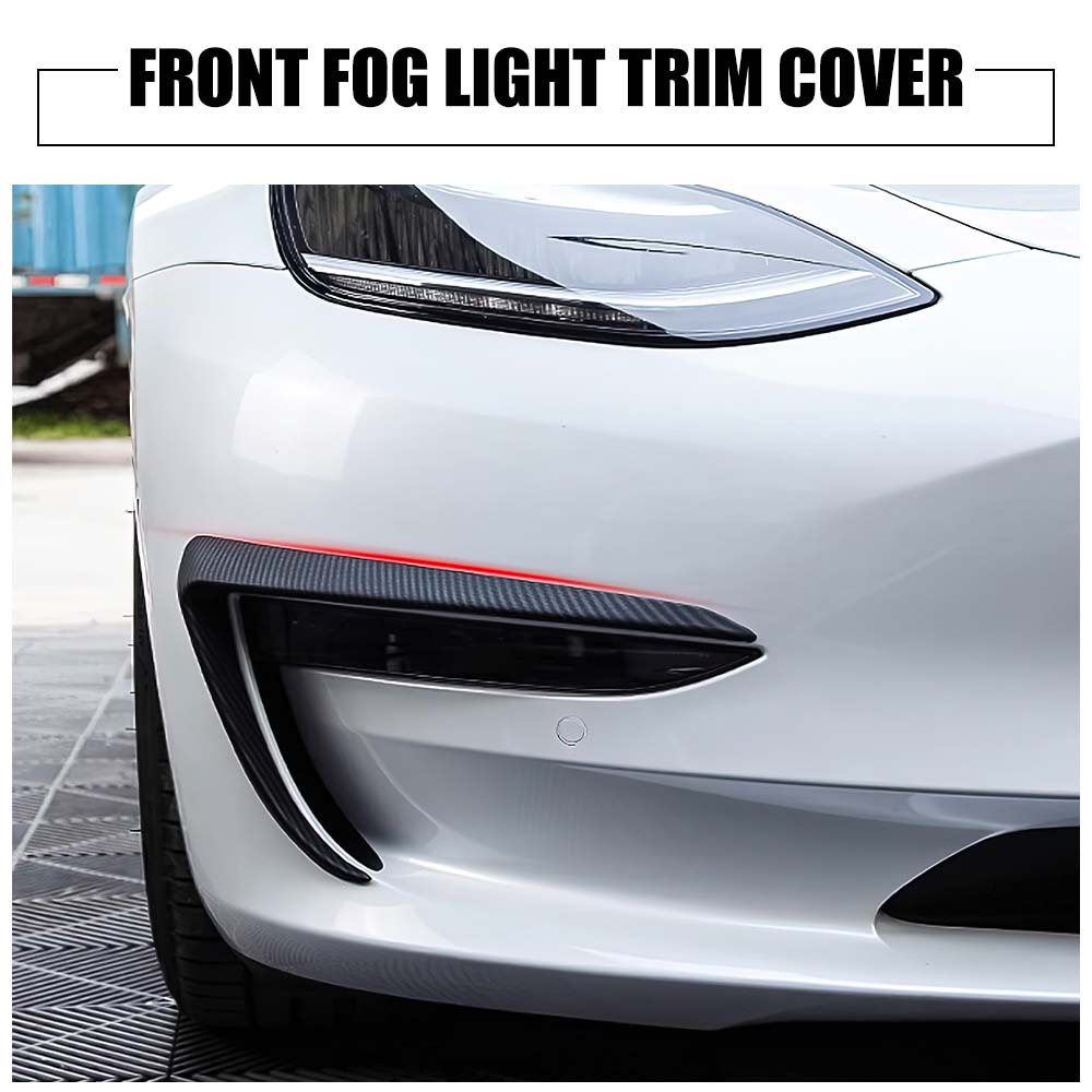 Cloudmall Tesla Model 3 REAL Carbon Fiber Front Fog Light Trim Cover