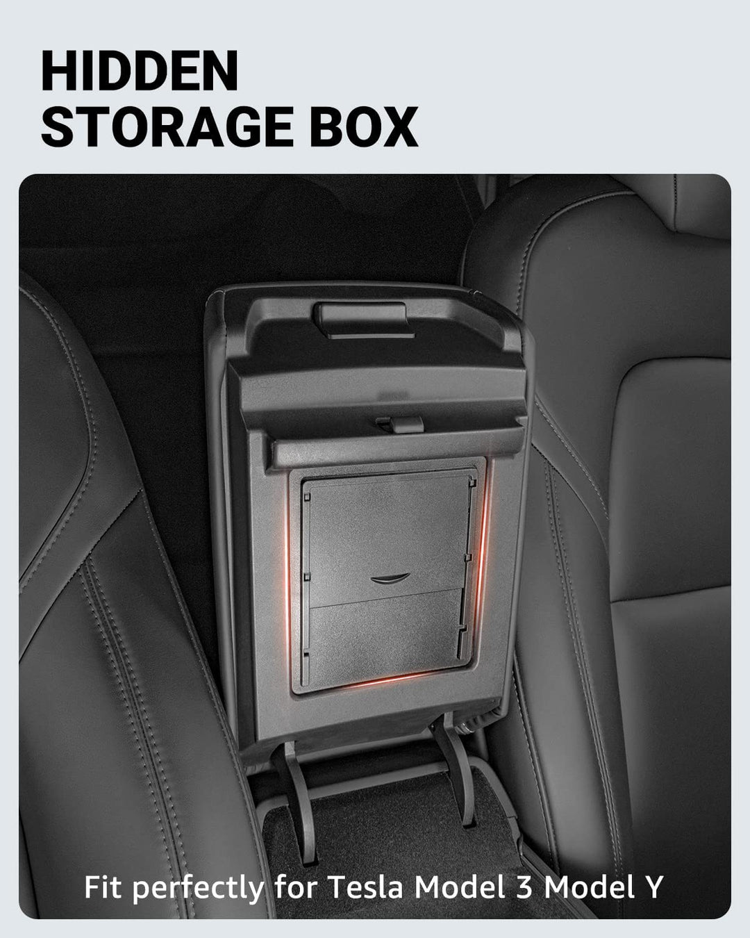 Cloudmall Tesla Model 3/Y Center Console Organizer Armrest Hidden Storage Box